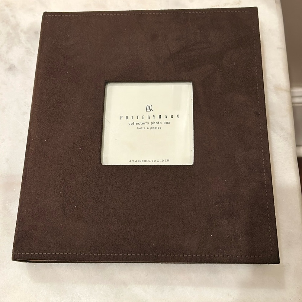 Pottery Barn Collector’s Photo Box with Suede Cover, NWOT